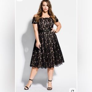 City Chic Black Lace Midi Dress
